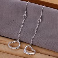 Heart Drop Drop Earring in 18K White Gold Plated