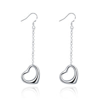 Heart Drop Drop Earring in 18K White Gold Plated