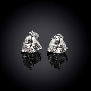Heart Stud Earrings Made with Swarovski Elements in Sterling Silver - Golden NYC Jewelry www.goldennycjewelry.com fashion jewelry for women