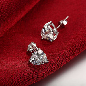Heart Stud Earrings Made with Swarovski Elements in Sterling Silver - Golden NYC Jewelry www.goldennycjewelry.com fashion jewelry for women