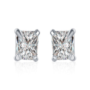 White Topaz Square Stud Earring in 14K White Gold Plated 6mm