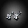 White Topaz Square Stud Earring in 14K White Gold Plated 6mm