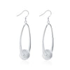 Pearl Drop Drop Earring in 18K White Gold Plated