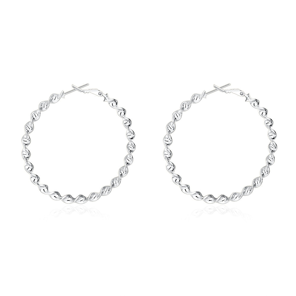 Twist Hoop Earring in 18K White Gold Plated