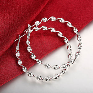 Twist Hoop Earring in 18K White Gold Plated