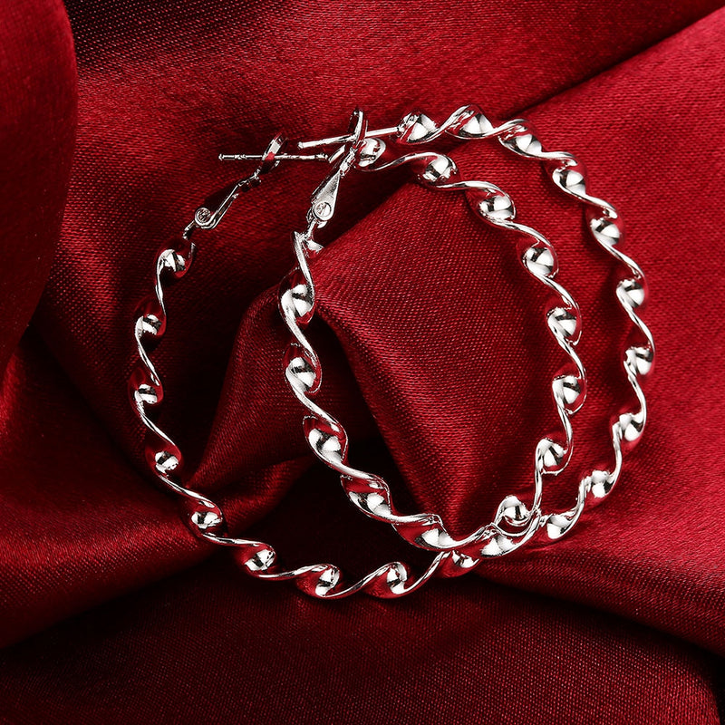 Twist Hoop Earring in 18K White Gold Plated