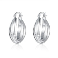 Layering Hoop Earring in 18K White Gold Plated