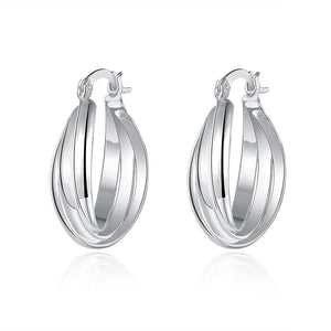 Layering Hoop Earring in 18K White Gold Plated