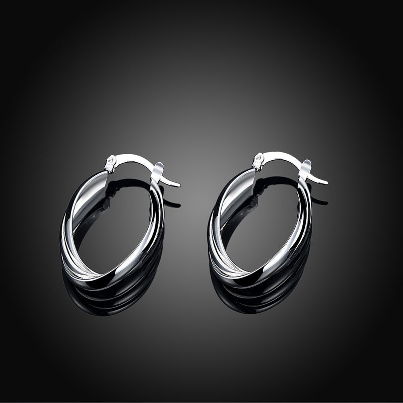 Layering Hoop Earring in 18K White Gold Plated