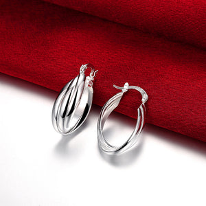 Layering Hoop Earring in 18K White Gold Plated