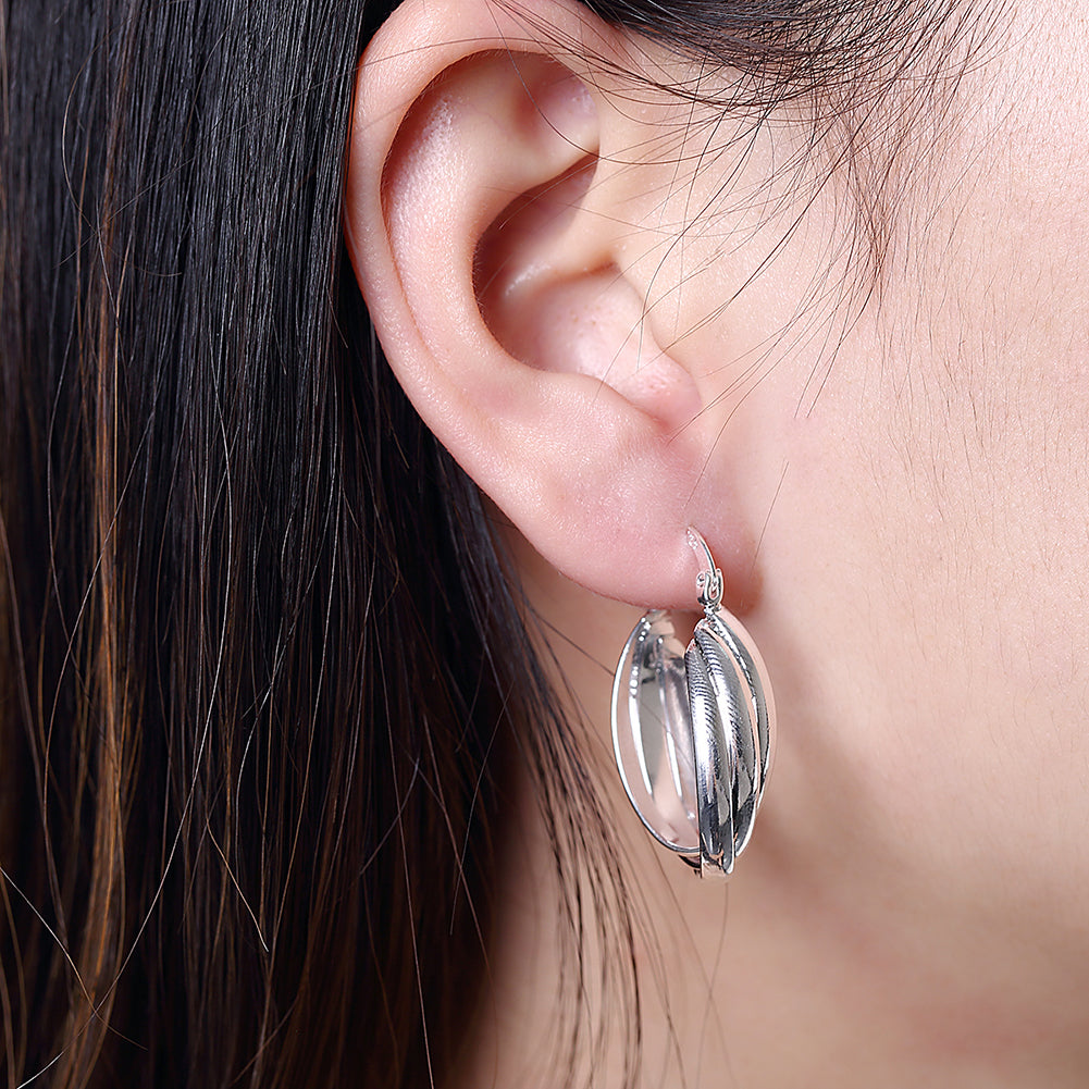 Layering Hoop Earring in 18K White Gold Plated