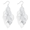 Filigree Leaf Drop Earring in 18K White Gold Plated