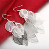 Filigree Leaf Drop Earring in 18K White Gold Plated