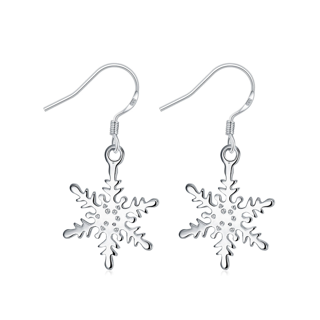 Snowflake Pave Drop Earring in 18K White Gold Plated