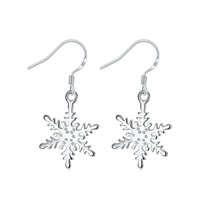 Snowflake Pave Drop Earring in 18K White Gold Plated