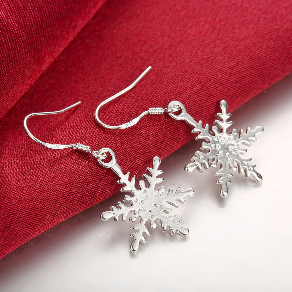 Snowflake Pave Drop Earring in 18K White Gold Plated