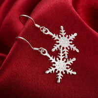 Snowflake Pave Drop Earring in 18K White Gold Plated