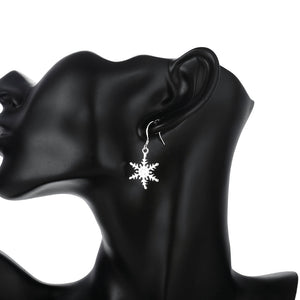 Snowflake Pave Drop Earring in 18K White Gold Plated