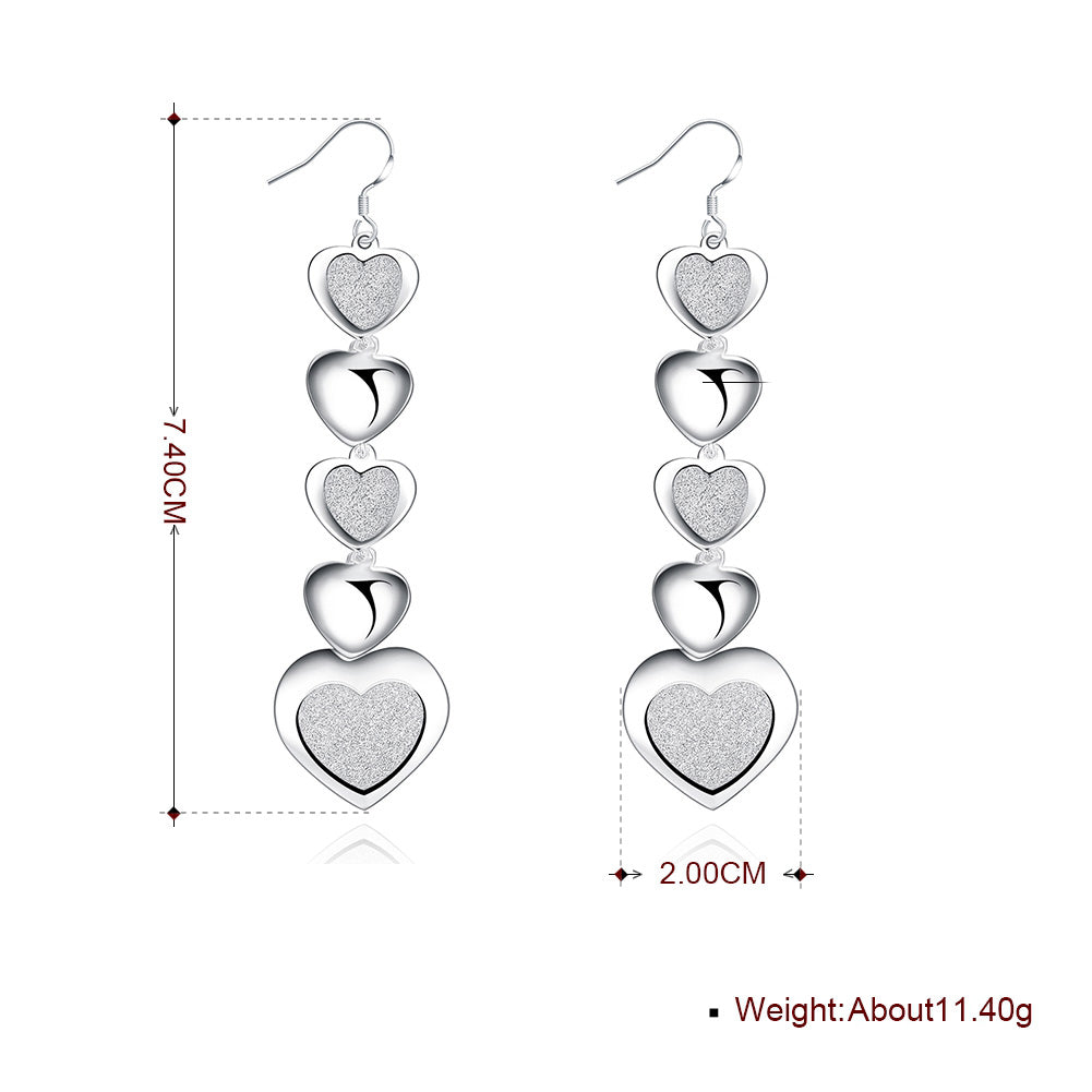 5 Heart Drop Earring in 18K White Gold Plated, Earring, Golden NYC Jewelry, Golden NYC Jewelry jewelryjewelry deals, swarovski crystal jewelry, groupon jewelry,, jewelry for mom,