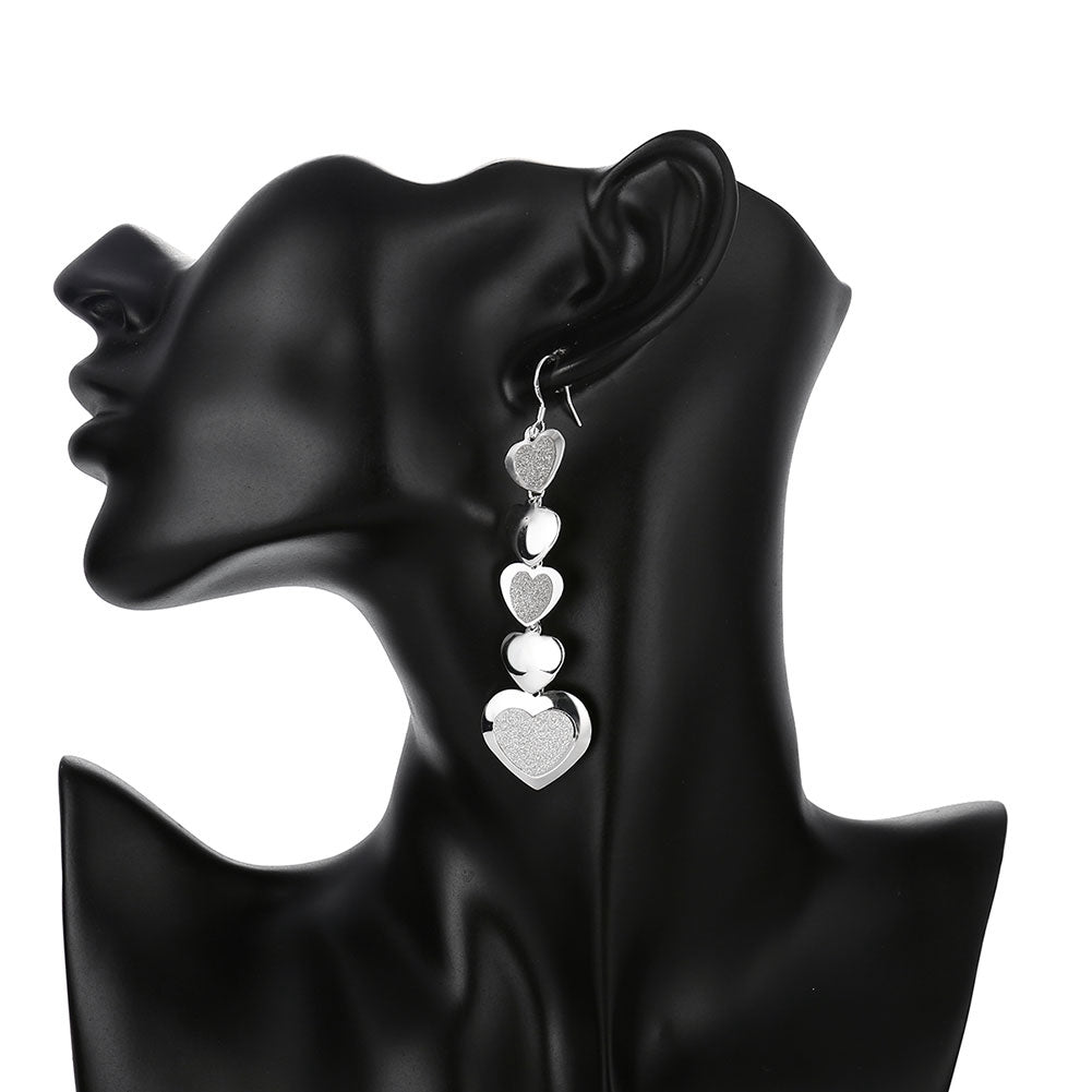 5 Heart Drop Earring in 18K White Gold Plated, Earring, Golden NYC Jewelry, Golden NYC Jewelry jewelryjewelry deals, swarovski crystal jewelry, groupon jewelry,, jewelry for mom,