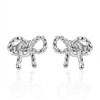 Twist Stud Earring in 18K White Gold Plated