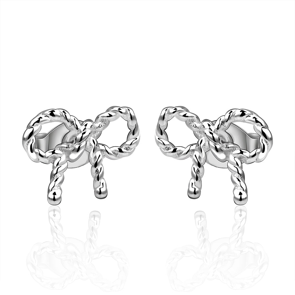 Twist Stud Earring in 18K White Gold Plated