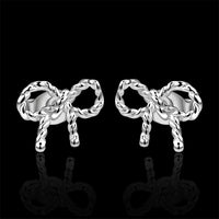 Twist Stud Earring in 18K White Gold Plated