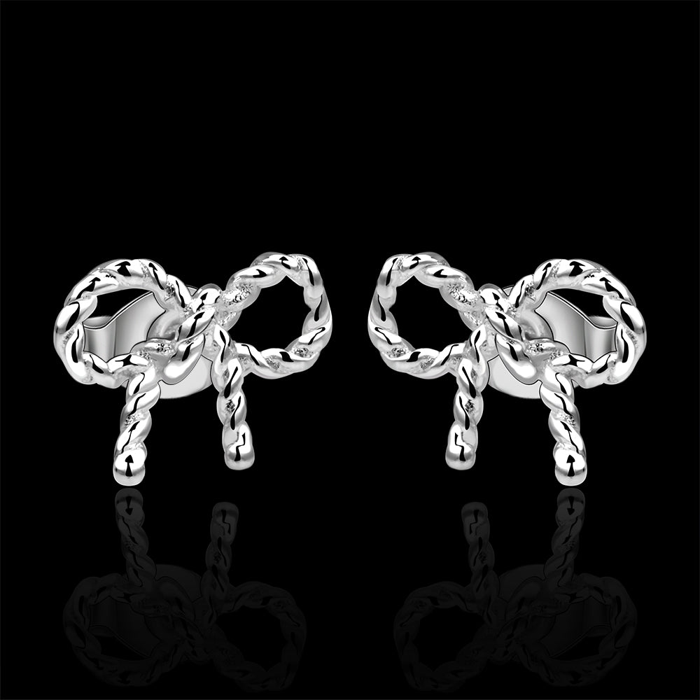 Twist Stud Earring in 18K White Gold Plated