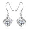 Austrian Crystal Cube Drop Earring in 18K White Gold Plated