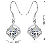 Swarovski Crystal Cube Drop Earring in 18K White Gold Plated