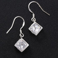Swarovski Crystal Cube Drop Earring in 18K White Gold Plated