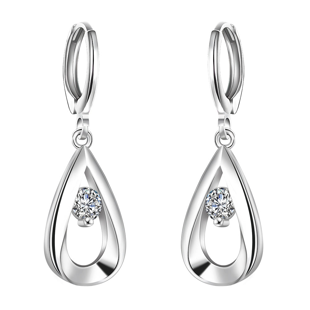 Swarovski Crystal Drop Stud Earring in 18K White Gold Plated
