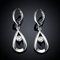 Swarovski Crystal Drop Stud Earring in 18K White Gold Plated