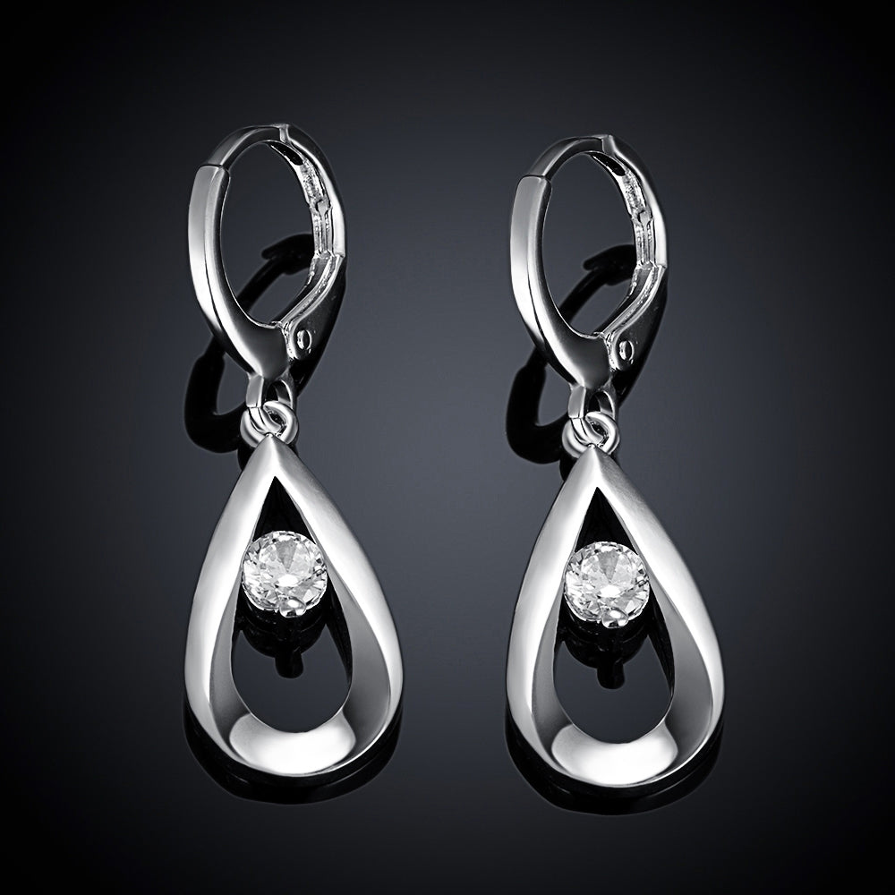 Swarovski Crystal Drop Stud Earring in 18K White Gold Plated