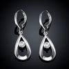 Austrian Crystal Teardrop Stud Earring in 18K White Gold Plated