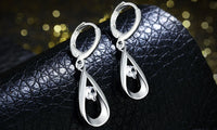 Swarovski Crystal Drop Stud Earring in 18K White Gold Plated