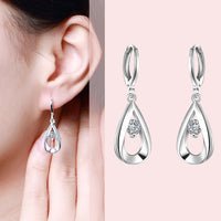 Swarovski Crystal Drop Stud Earring in 18K White Gold Plated