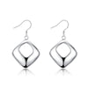 Geometric Drop Earring in 18K White Gold Plated