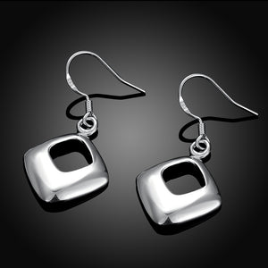 Geometric Drop Earring in 18K White Gold Plated