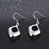 Geometric Drop Earring in 18K White Gold Plated