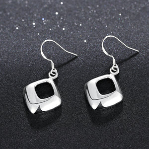 Geometric Drop Earring in 18K White Gold Plated