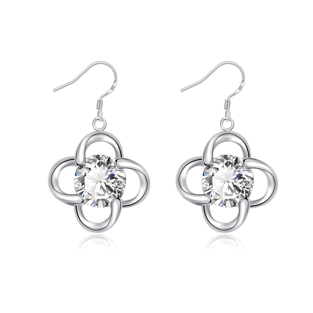 Swarovski Crystal Compass Drop Earring in 18K White Gold Plated