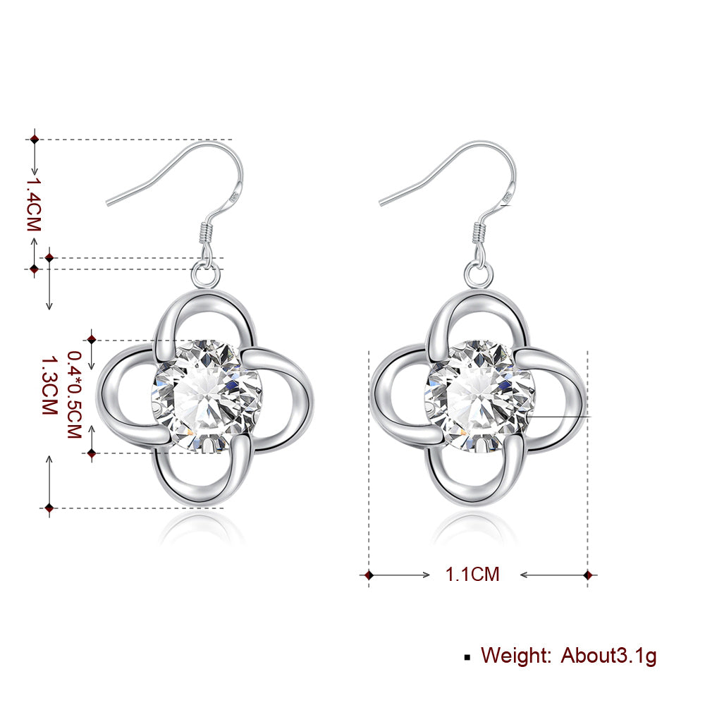 Swarovski Crystal Compass Drop Earring in 18K White Gold Plated
