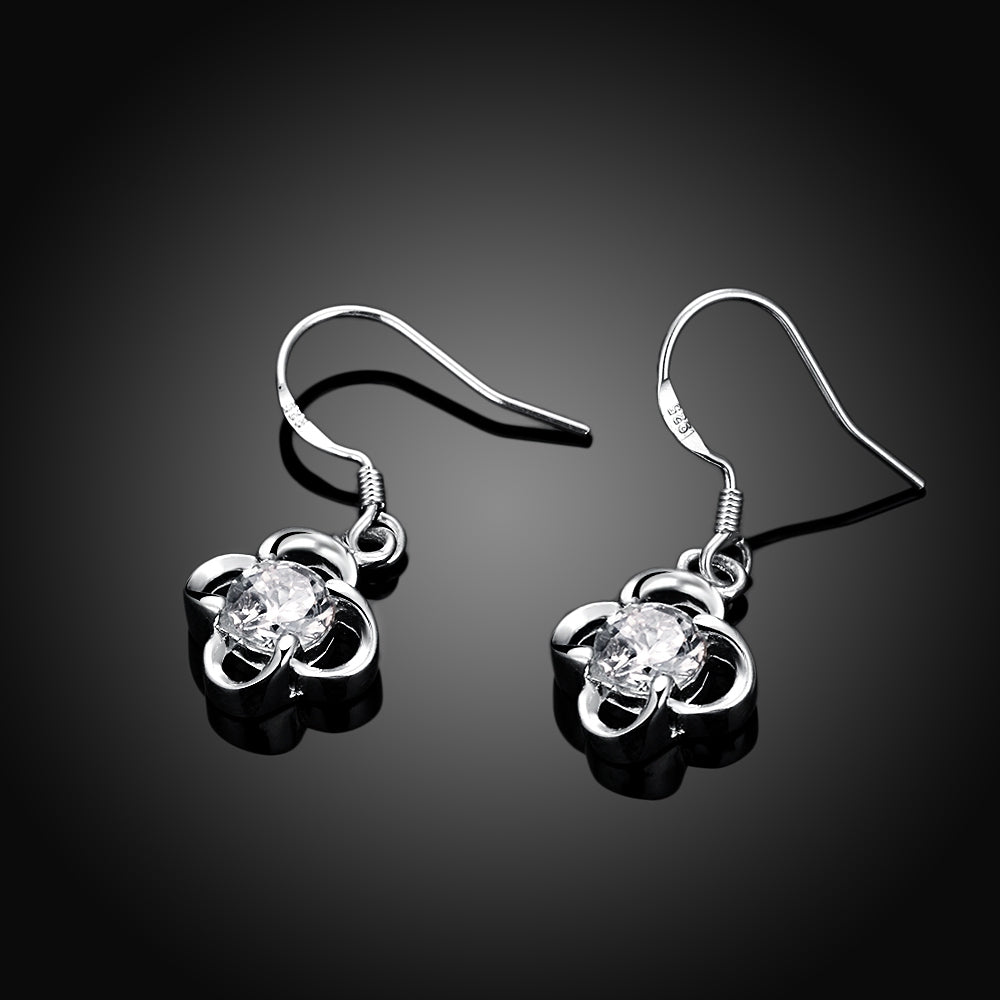 Swarovski Crystal Compass Drop Earring in 18K White Gold Plated