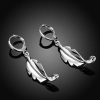 Leaf Stud Earring in 18K White Gold Plated