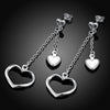 Double Heart Drop Earring in 18K White Gold Plated