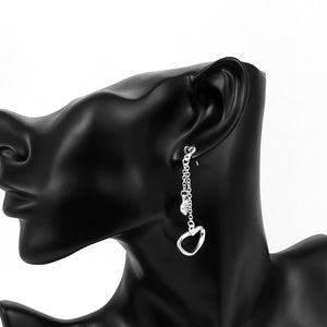 Double Heart Drop Earring in 18K White Gold Plated