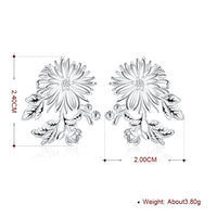 Flower Drop Stud Earring in 18K White Gold Plated