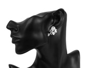 Flower Drop Stud Earring in 18K White Gold Plated