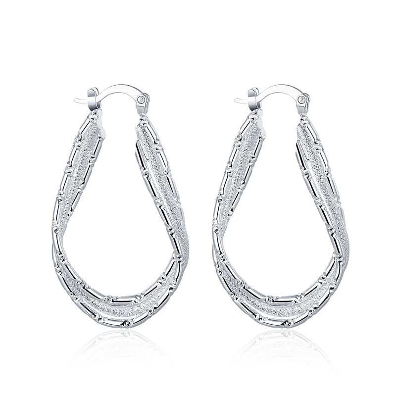 Double Layer Hoop Earring in 18K White Gold Plated